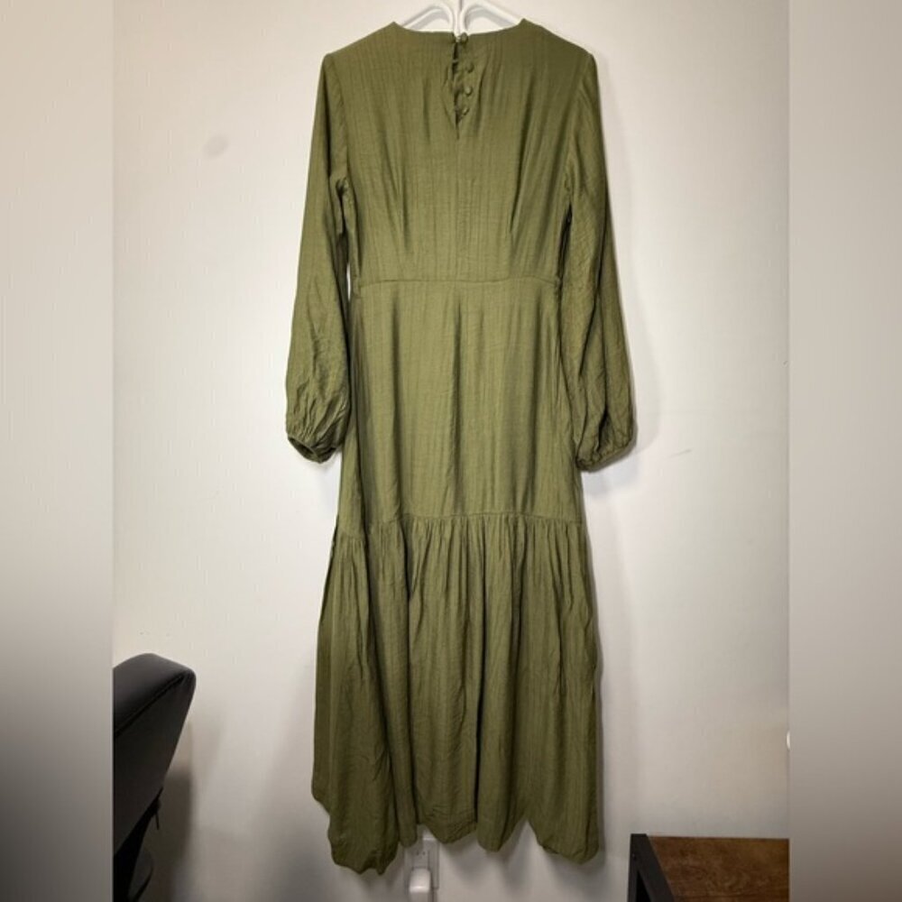Veiled Mila Tiered Dress Olive Green size S - Picture 4 of 13